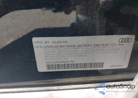 2015 Audi A8 L Quattro from USA, damaged, VIN WAU32AFD2FN037194